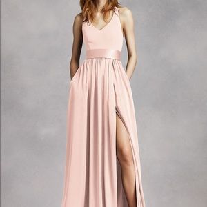 V Neck Halter Gown with Sash-Vera Wang-Blush